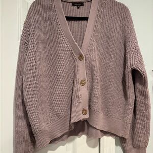 100% Cotton Quince Dusty Purple Fisherman Cardigan Sweater